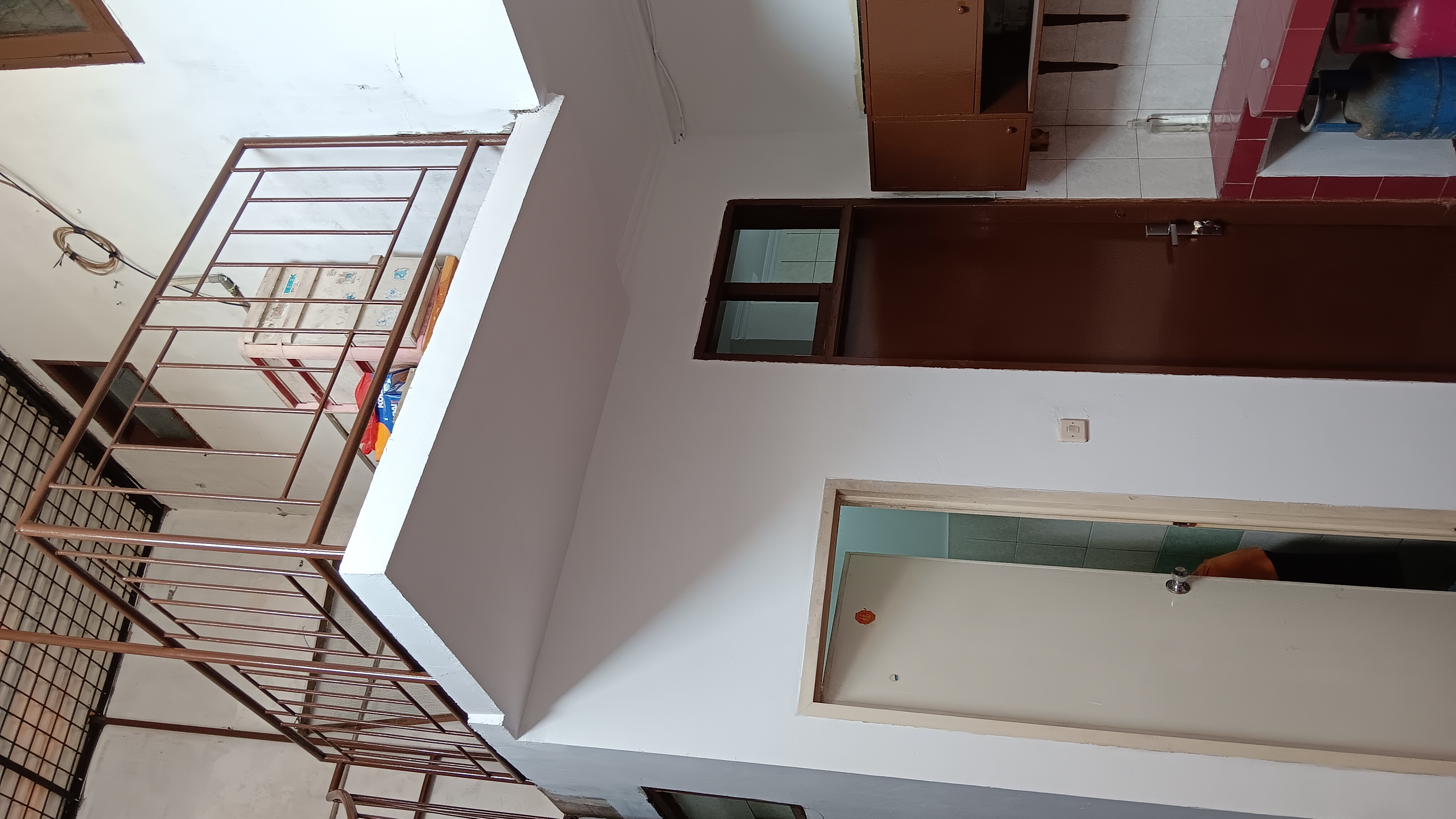 Clothes drying area on upper floor